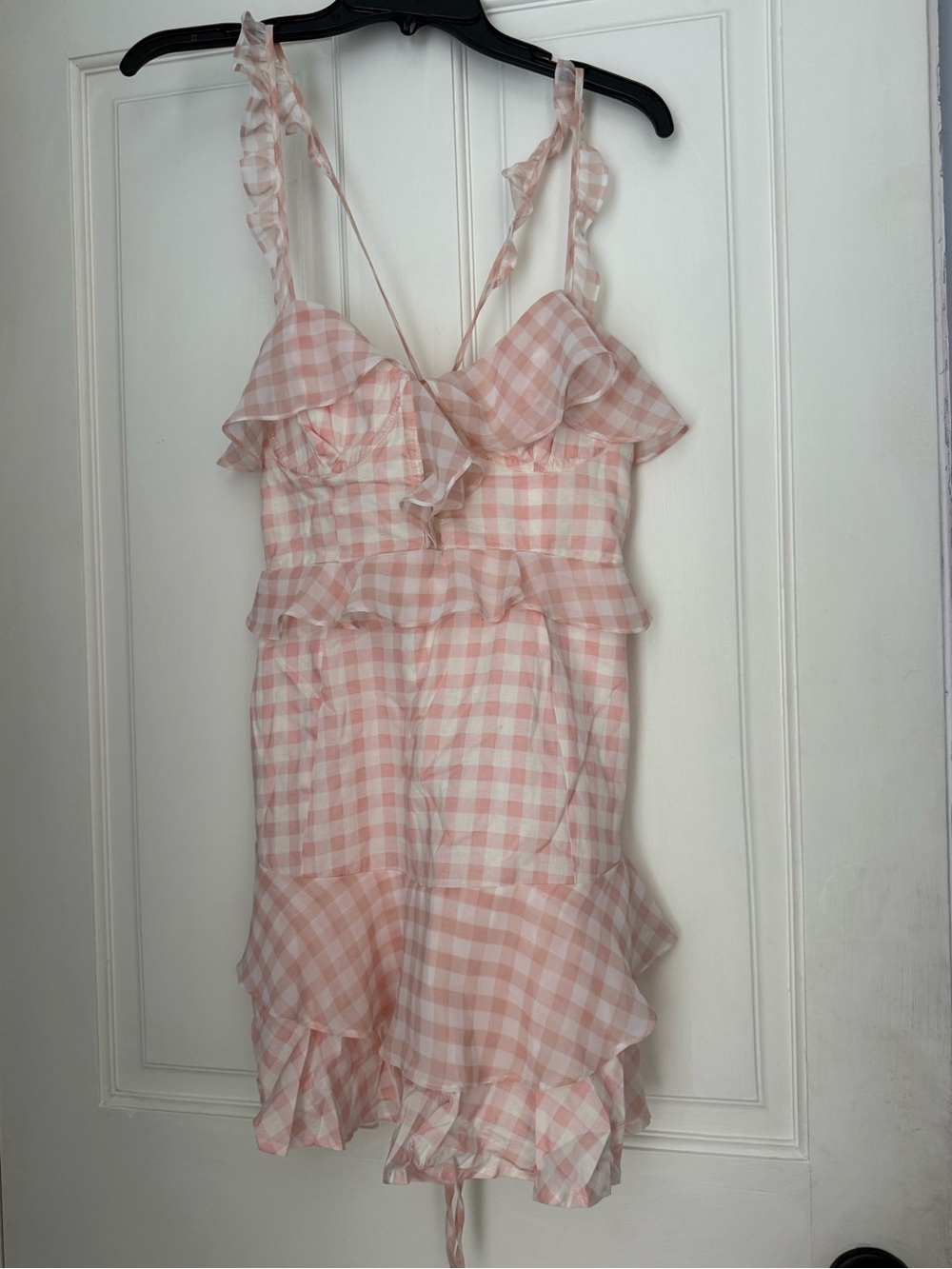 For Love & Lemons Pink Gingham Ruffle Chemise